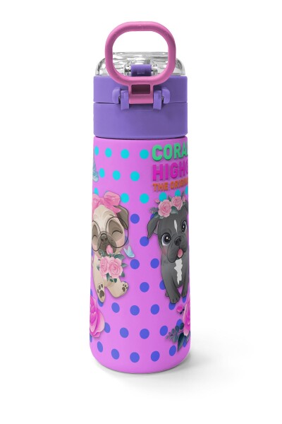 Coral High Kids Pembe Köpek Desenli Pipetli ve Direkt İçim Çelik Termos 500 ml 31951 - 4