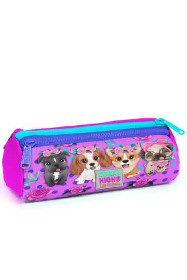 Coral High Kids Pembe Köpek Desenli Üç Bölmeli Kalem Çantası 22050 