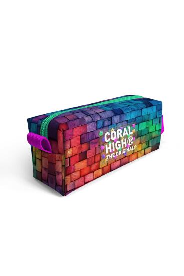 Coral High Kids Pembe Lacivert Grafiti Yazılı Kalem Çantası 22069 - 4