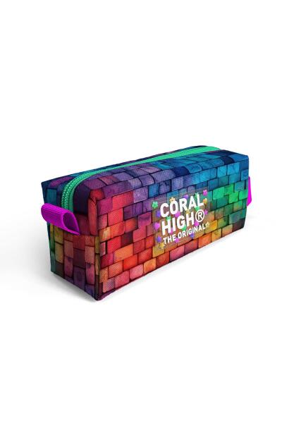 Coral High Kids Pembe Lacivert Grafiti Yazılı Kalem Çantası 22069 - 4