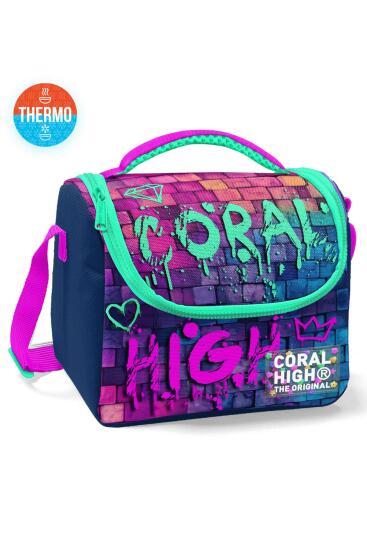 Coral High Kids Pembe Lacivert Grafiti Yazılı Thermo Beslenme Çantası 11769 - Coral High KIDS