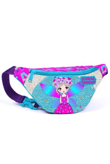 Coral High Kids Pembe Mavi Peri Desenli Simli Bel Çantası 22552 - Coral High
