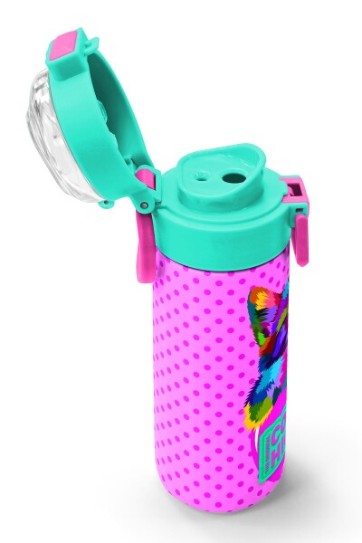 Coral High Kids Pembe Mavi Kedi Desenli Pipetli ve Direkt İçim Çelik Termos 500 ml 31842 - 6