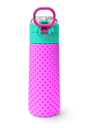 Coral High Kids Pembe Mavi Kedi Desenli Pipetli ve Direkt İçim Çelik Termos 500 ml 31842 - 4