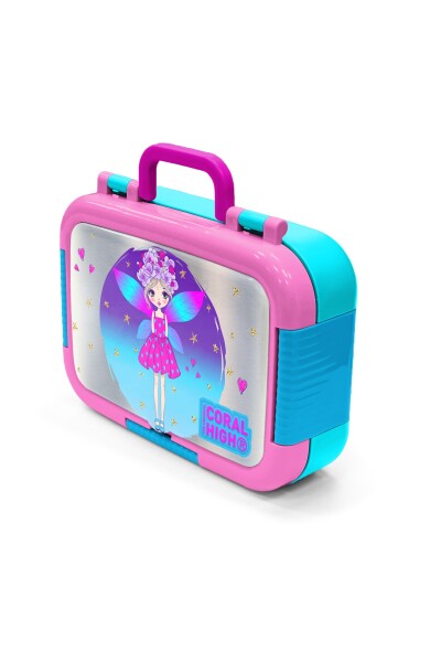 Coral High Kids Pembe Mavi Peri Desenli Paslanmaz Çelik Beslenme Kabı 39322 - 4