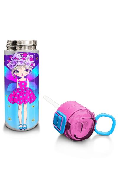 Coral High Kids Pembe Mavi Peri Desenli Pipetli ve Direkt İçim Çelik Termos 500 ml 31803 - 4