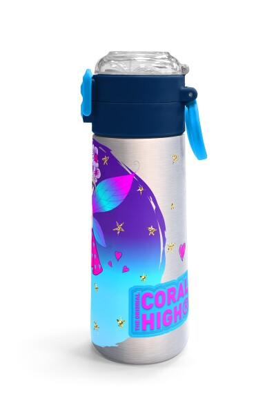 Coral High Kids Pembe Mavi Peri Desenli Pipetli ve Direkt İçim Çelik Termos 500 ml 31803 - 3