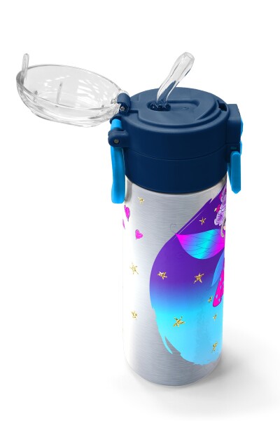 Coral High Kids Pembe Mavi Peri Desenli Pipetli ve Direkt İçim Çelik Termos 500 ml 31803 - 5
