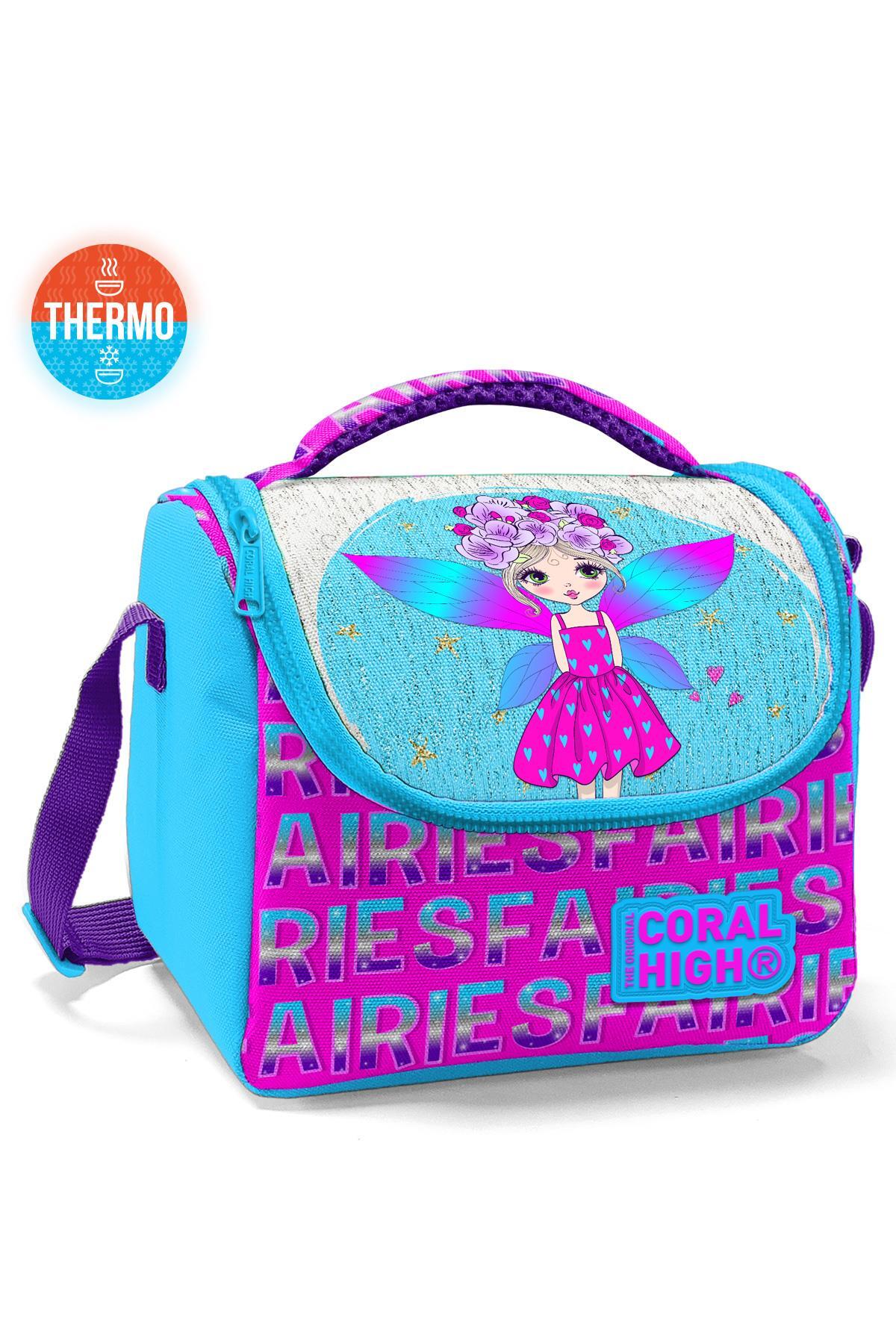 Coral High Kids Pembe Mavi Peri Desenli Simli Thermo Beslenme Çantası 11853