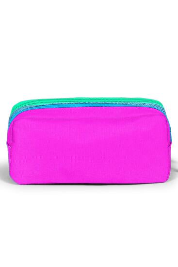 Coral High Kids Pembe Mavi Simli Kedi Desenli İki Bölmeli Kalem Çantası 22185 - 3