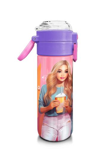 Coral High Kids Pembe Mercan Fashion Girl Desenli Pipetli ve Direkt İçim Çelik Termos 500 ml 31869 - 2