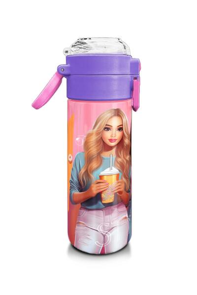 Coral High Kids Pembe Mercan Fashion Girl Desenli Pipetli ve Direkt İçim Çelik Termos 500 ml 31869 - 2