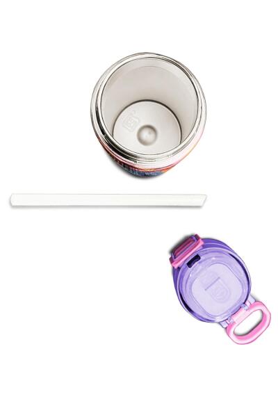 Coral High Kids Pembe Mercan Fashion Girl Desenli Pipetli ve Direkt İçim Çelik Termos 500 ml 31869 - 7