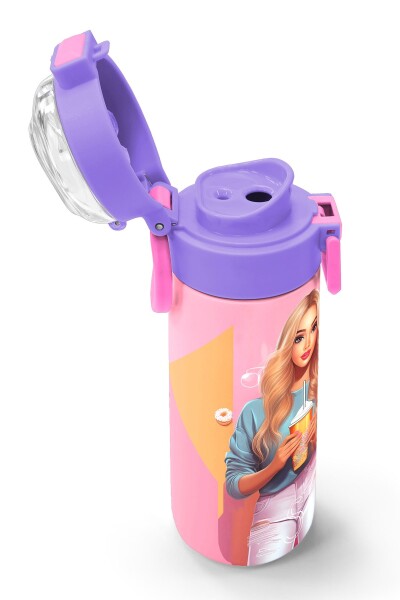 Coral High Kids Pembe Mercan Fashion Girl Desenli Pipetli ve Direkt İçim Çelik Termos 500 ml 31869 - 6