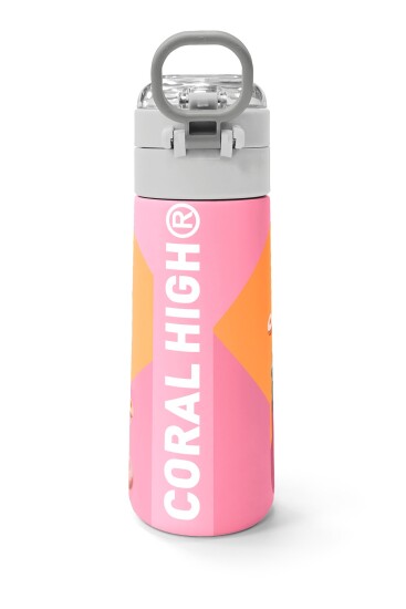 Coral High Kids Pembe Mercan Fashion Girl Desenli Pipetli ve Direkt İçim Çelik Termos 500 ml 31869 - 4