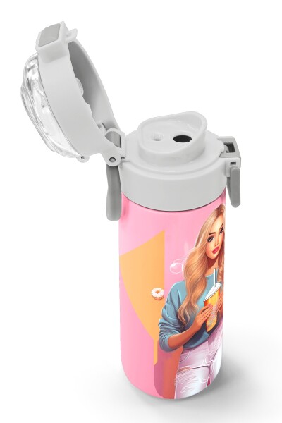 Coral High Kids Pembe Mercan Fashion Girl Desenli Pipetli ve Direkt İçim Çelik Termos 500 ml 31869 - 6