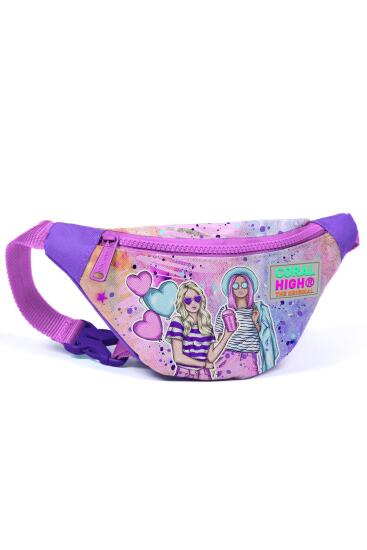 Coral High Kids Pembe Mor Fashion Girl Desenli Bel Çantası 11507 - Coral High KIDS