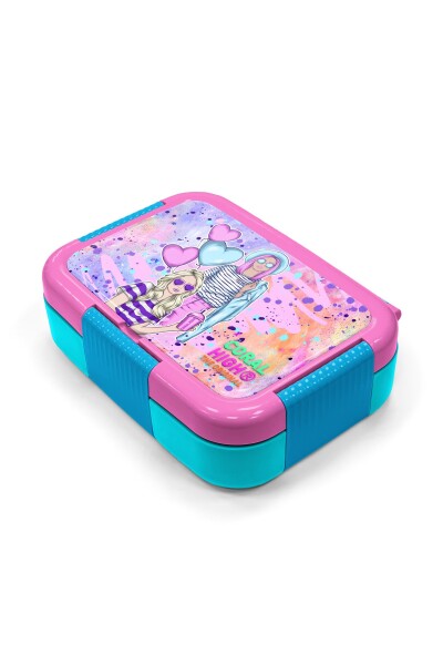 Coral High Kids Pembe Mor Fashion Girl Desenli Paslanmaz Çelik Beslenme Kabı 39263 - 2