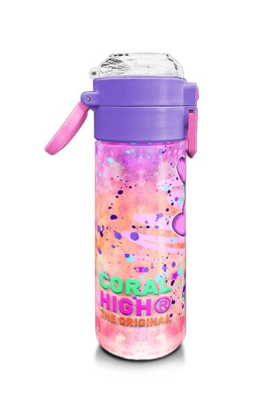 Coral High Kids Pembe Mor Fashion Girl Desenli Pipetli ve Direkt İçim Çelik Termos 500 ml 31956 - 2