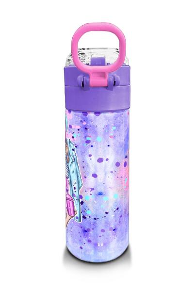 Coral High Kids Pembe Mor Fashion Girl Desenli Pipetli ve Direkt İçim Çelik Termos 500 ml 31956 - 3