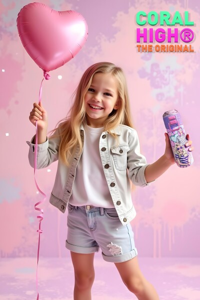 Coral High Kids Pembe Mor Fashion Girl Desenli Pipetli ve Direkt İçim Çelik Termos 500 ml 31956 - 2