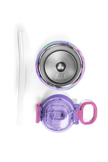Coral High Kids Pembe Mor Fashion Girl Desenli Pipetli ve Direkt İçim Çelik Termos 500 ml 31956 - 8