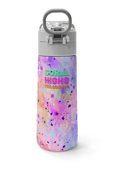 Coral High Kids Pembe Mor Fashion Girl Desenli Pipetli ve Direkt İçim Çelik Termos 500 ml 31956 - 4