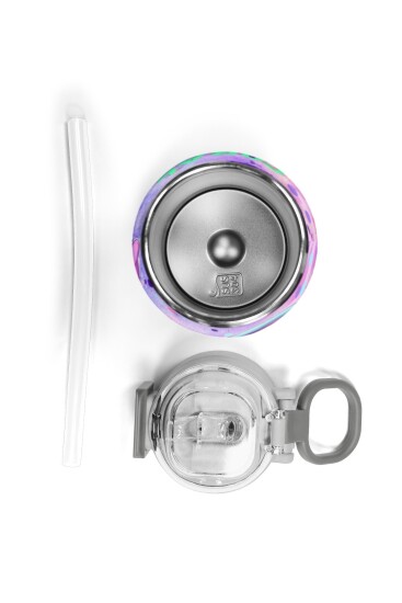 Coral High Kids Pembe Mor Fashion Girl Desenli Pipetli ve Direkt İçim Çelik Termos 500 ml 31956 - 7