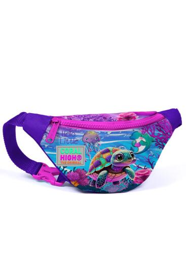 Coral High Kids Pembe Mor Kaplumbağa Desenli Bel Çantası 11508 - Coral High KIDS