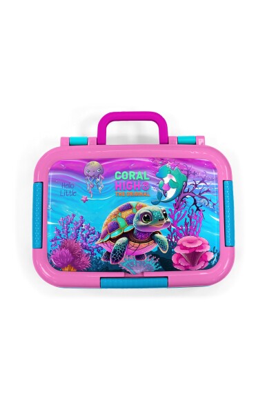 Coral High Kids Pembe Mor Kaplumbağa Desenli Paslanmaz Çelik Beslenme Kabı 39264 - 5