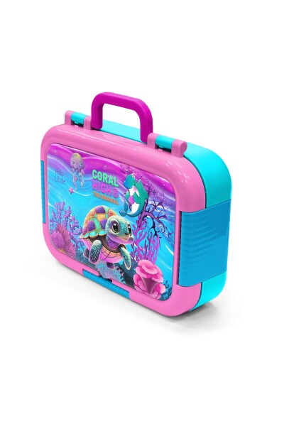 Coral High Kids Pembe Mor Kaplumbağa Desenli Paslanmaz Çelik Beslenme Kabı 39264 - 4