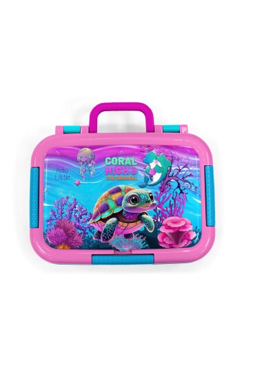 Coral High Kids Pembe Mor Kaplumbağa Desenli Paslanmaz Çelik Beslenme Kabı 39264 - 5