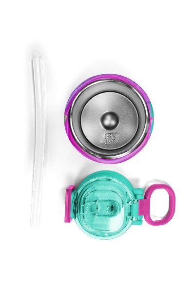 Coral High Kids Pembe Mor Kaplumbağa Desenli Pipetli ve Direkt İçim Çelik Termos 500 ml 31957 - 7