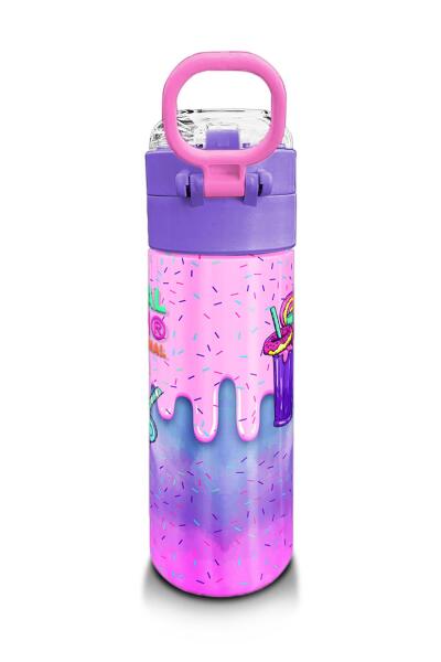 Coral High Kids Pembe Mor Milkshake Dondurma Desenli Pipetli ve Direkt İçim Çelik Termos 500 ml 31950 - 3