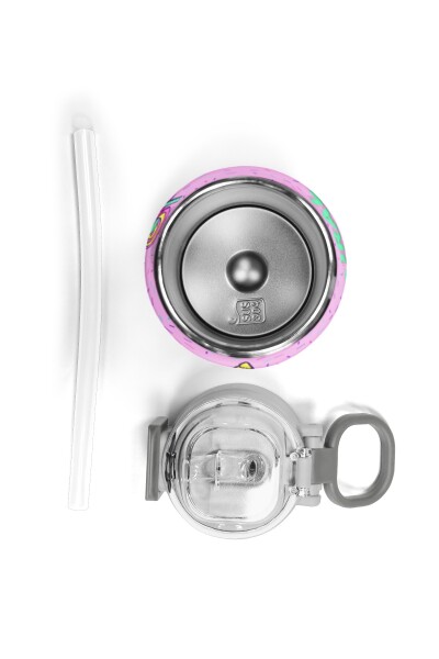 Coral High Kids Pembe Mor Milkshake Dondurma Desenli Pipetli ve Direkt İçim Çelik Termos 500 ml 31950 - 7