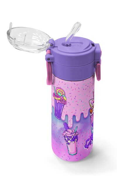 Coral High Kids Pembe Mor Milkshake Dondurma Desenli Pipetli ve Direkt İçim Çelik Termos 500 ml 31950 - 5