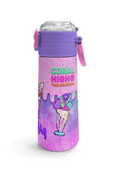 Coral High Kids Pembe Mor Milkshake Dondurma Desenli Pipetli ve Direkt İçim Çelik Termos 500 ml 31950 - 3