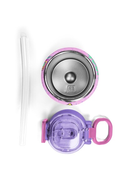 Coral High Kids Pembe Mor Milkshake Dondurma Desenli Pipetli ve Direkt İçim Çelik Termos 500 ml 31950 - 7