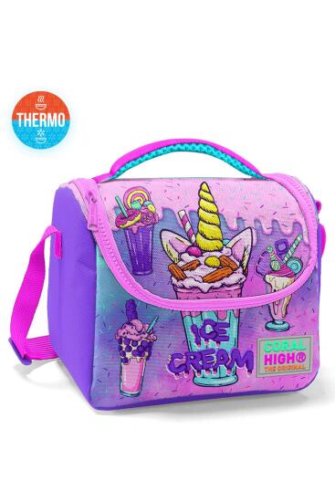 Coral High Kids Pembe Mor Milkshake Dondurma Desenli Thermo Beslenme Çantası 11749 - CORAL HIGH