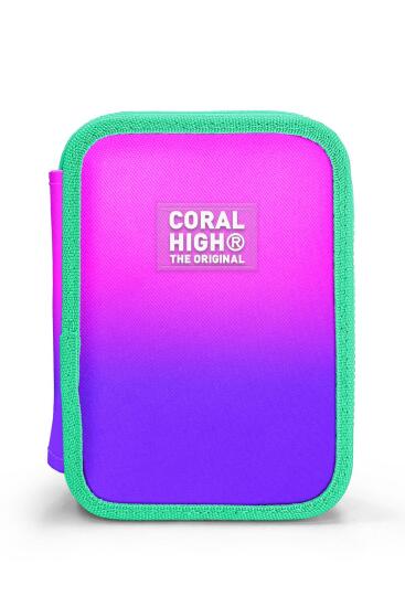Coral High Kids Pembe Mor Renk Geçişli Çift Katlı Kalem Çanta 11137 - 10