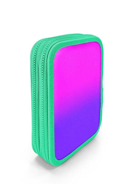 Coral High Kids Pembe Mor Renk Geçişli Çift Katlı Kalem Çanta 11137 - 3