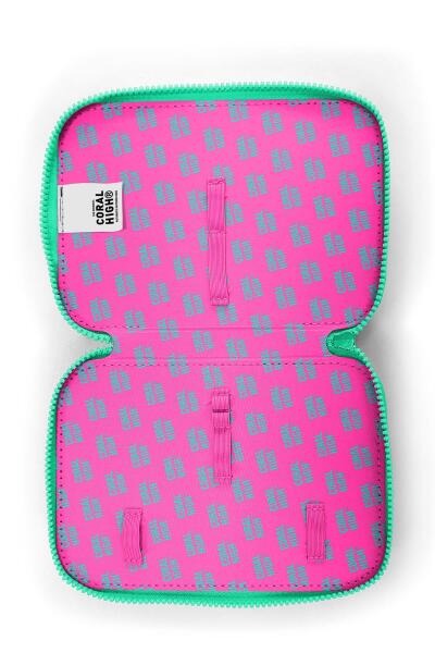 Coral High Kids Pembe Mor Renk Geçişli Çift Katlı Kalem Çanta 11137 - 6