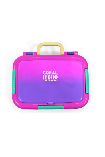 Coral High Kids Pembe Mor Renk Geçişli Desenli Paslanmaz Çelik Beslenme Kabı 39270 - 5