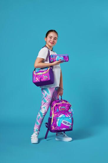 Coral High Kids Pembe Mor Voleybol Desenli 3’lü Okul Çanta Seti SET0123761 - 2