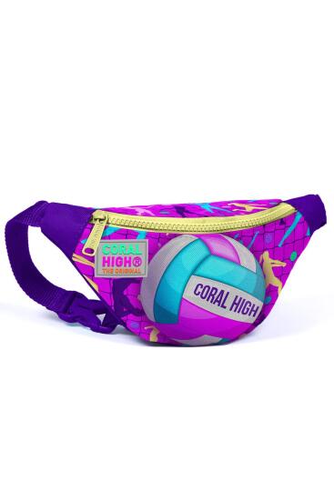 Coral High Kids Pembe Mor Voleybol Desenli Bel Çantası 11513 - CORAL HIGH KIDS