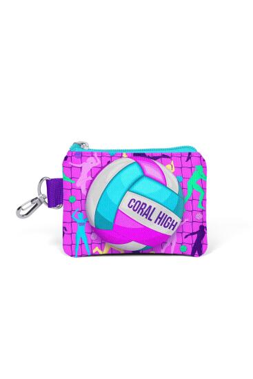 Coral High Kids Pembe Mor Voleybol Desenli Bozuk Para Çantası 21890 
