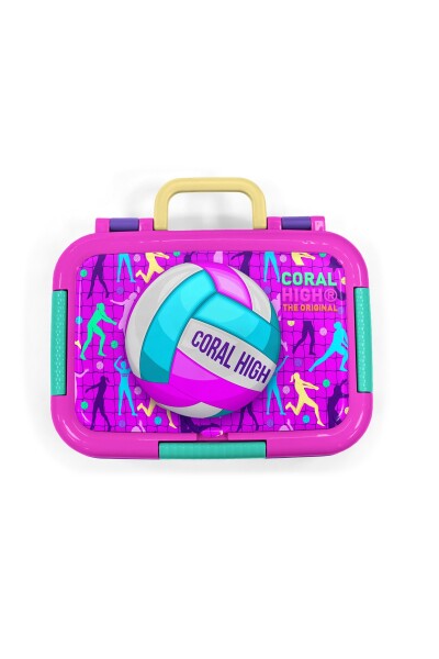 Coral High Kids Pembe Mor Voleybol Desenli Paslanmaz Çelik Beslenme Kabı 39269 - 5