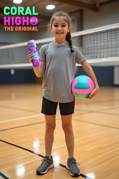 Coral High Kids Pembe Mor Voleybol Desenli Pipetli ve Direkt İçim Çelik Termos 500 ml 31962 - 2