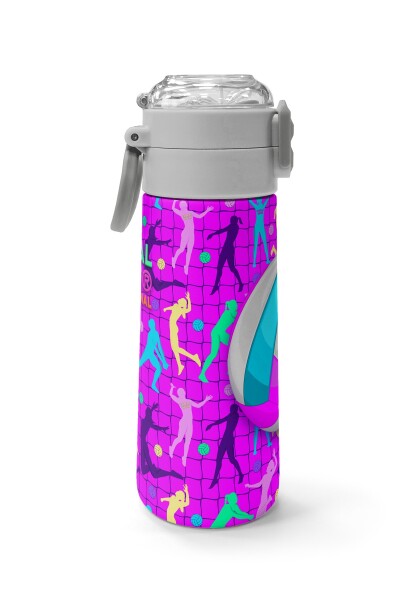 Coral High Kids Pembe Mor Voleybol Desenli Pipetli ve Direkt İçim Çelik Termos 500 ml 31962 - 2