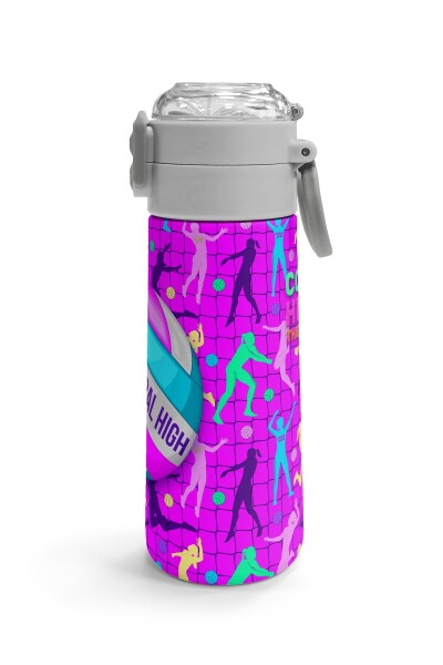 Coral High Kids Pembe Mor Voleybol Desenli Pipetli ve Direkt İçim Çelik Termos 500 ml 31962 - 3